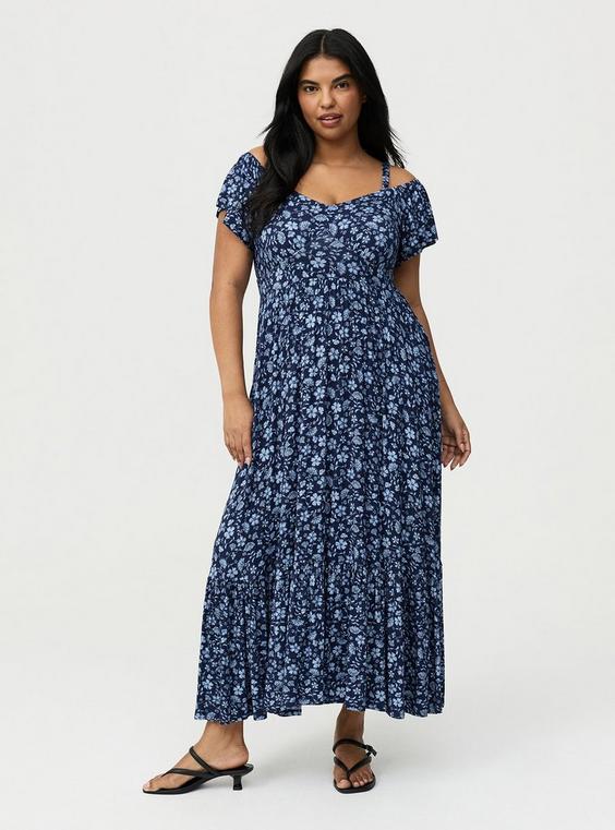 Cold Shoulder Tiered Maxi Dress