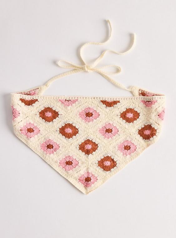 Floral Crochet Headscarf