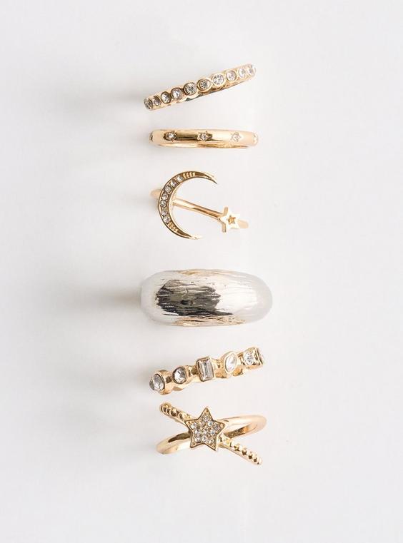 Celestial Rhinestone Ring Set