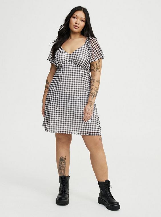 Flutter Sleeves Mesh Mini Dress