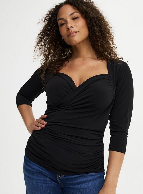 3/4 Sleeve Surplice Top