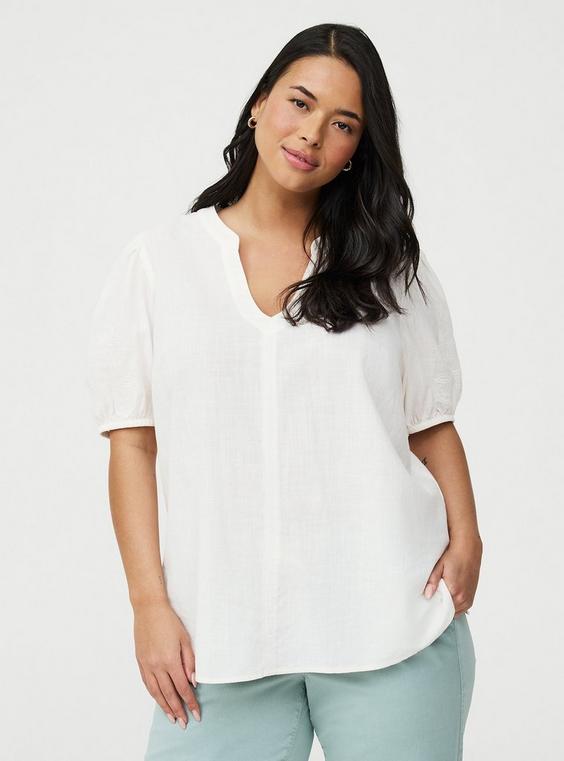 Puff Sleeve Top with Embroidery