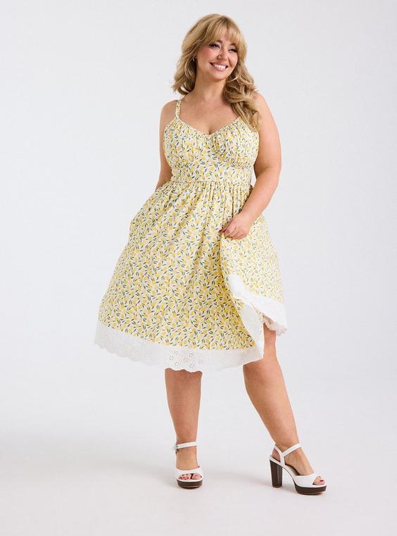Retro Chic Pleated Bust Midi Dress