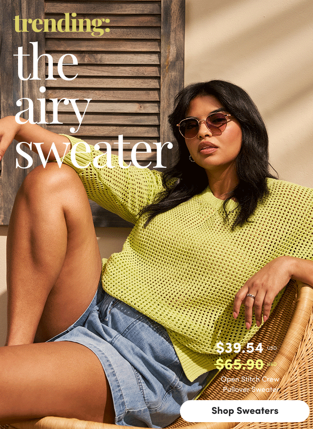 the  airy  sweater | $39.54USD $65.90USD | Open Stitch Crew Pullover Sweater | Shop Sweaters > 