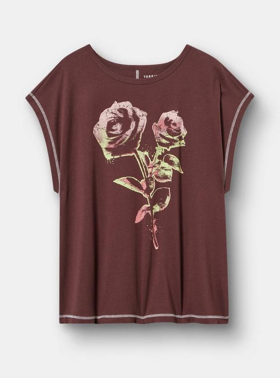 Relaxed Cotton Dolman Stitch Detail Tee