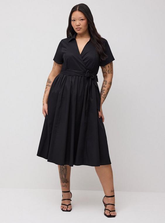 Collared Wrap Midi Dress