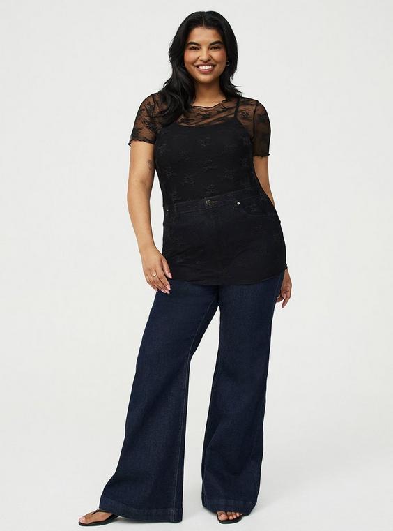 Sheer Lace Short Sleeve Top