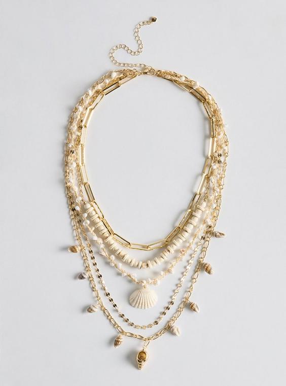 Stone Shell Layered Necklace