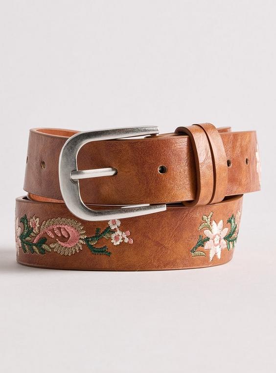Embroidered Denim Belt