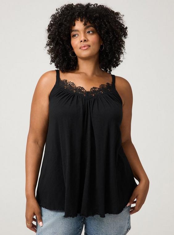 Heritage Slub Lace Trim Swing Cami