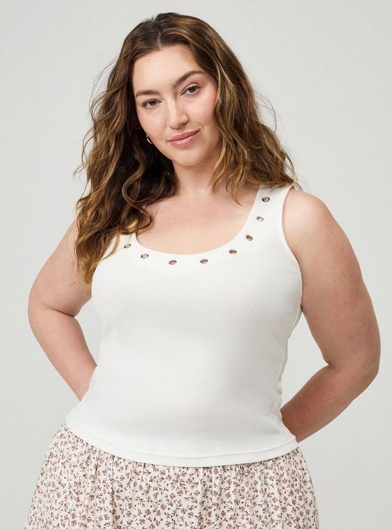 Cotton Modal Rib Scoop Grommet Tank