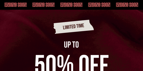 Ending soon! Up to 50% off