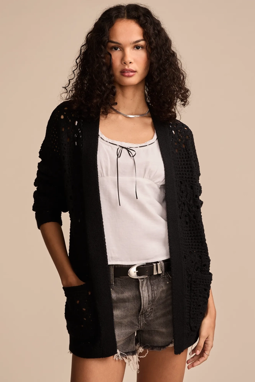 Image of Lucky Brand Mixed Stitch Cardigan - Women's Clothing Tops Sweaters in Turtledove