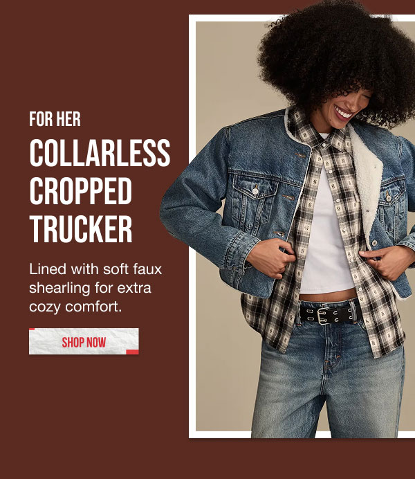 Collarless Cropped Trucket Shop Now