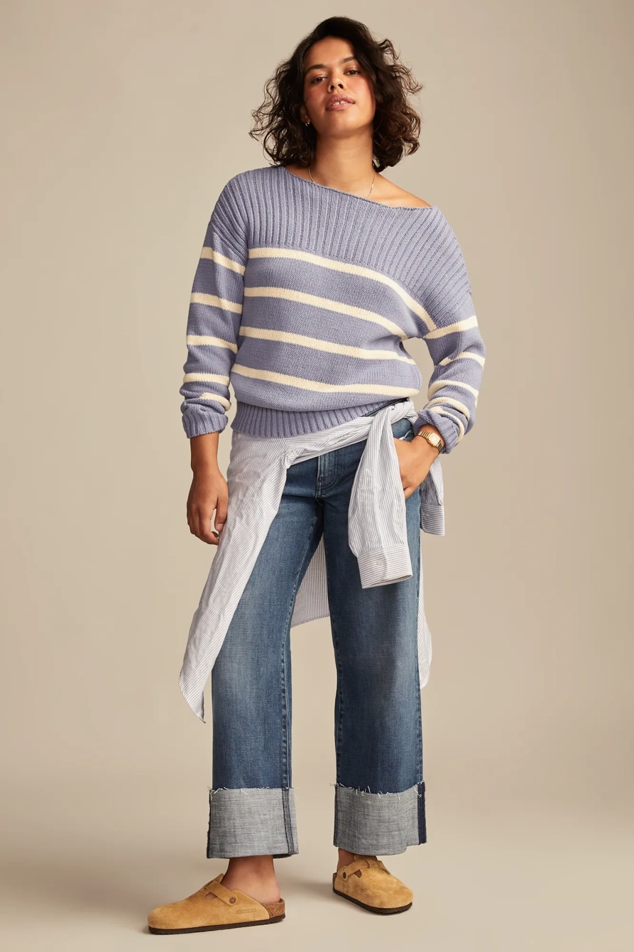 Image of Lucky Brand Boatneck Pullover Sweater - Women's Clothing Tops Sweaters Pullovers in Tofu