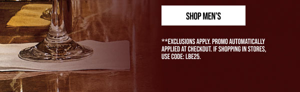 Extra 25% off Shop Men's Extra 25% off Shop Men's