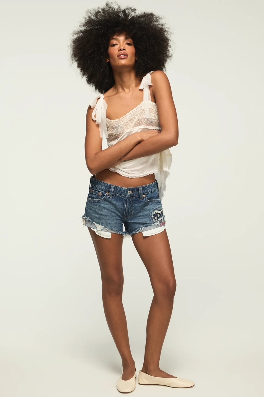 Image of Lucky Brand Lucky Legend Low Rise Festival Short - Women's Shorts Denim Jean Short in Seeing Stars