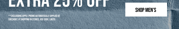 Extra 25% off Shop Men's