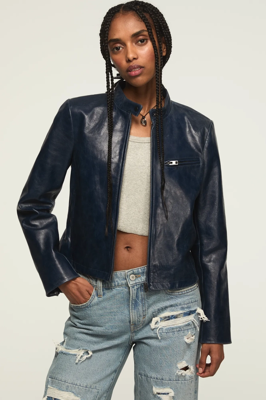 Image of Lucky Brand Moto Leather Jacket - Women's Clothing Outerwear Jackets Coats in #001 Black