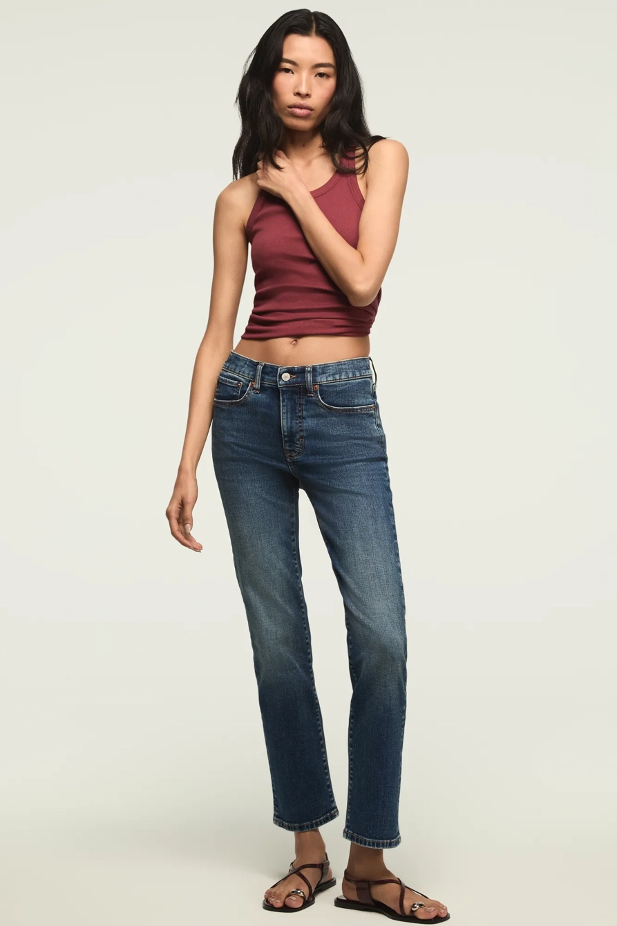 Image of Lucky Brand High Rise Zoe Straight - Women's Pants Denim Straight Leg Jeans in Mystic Moon Wash