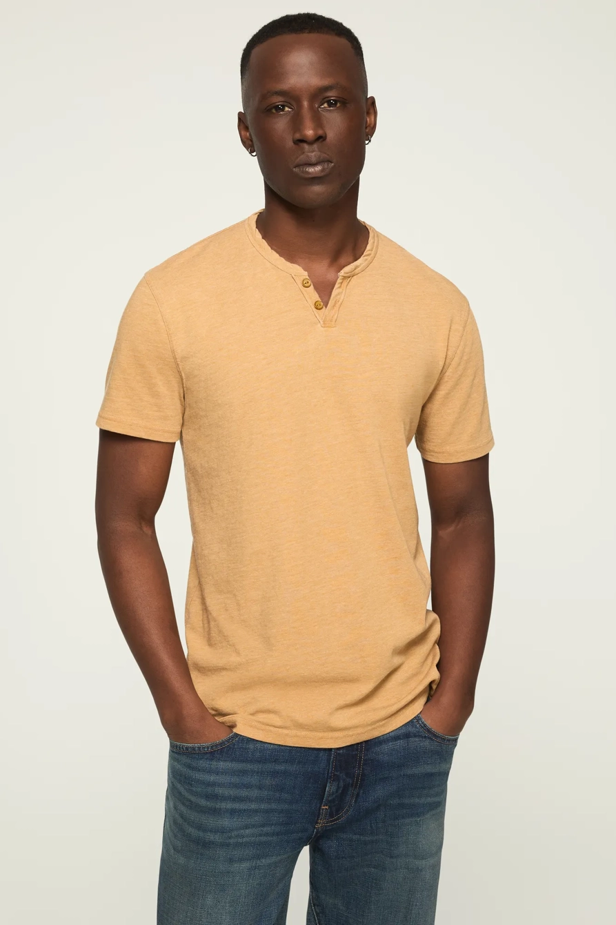 Image of Lucky Brand Venice Burnout Notch Neck Tee - Men's Clothing Tops Shirts Tee Graphic T Shirts in Sequoia