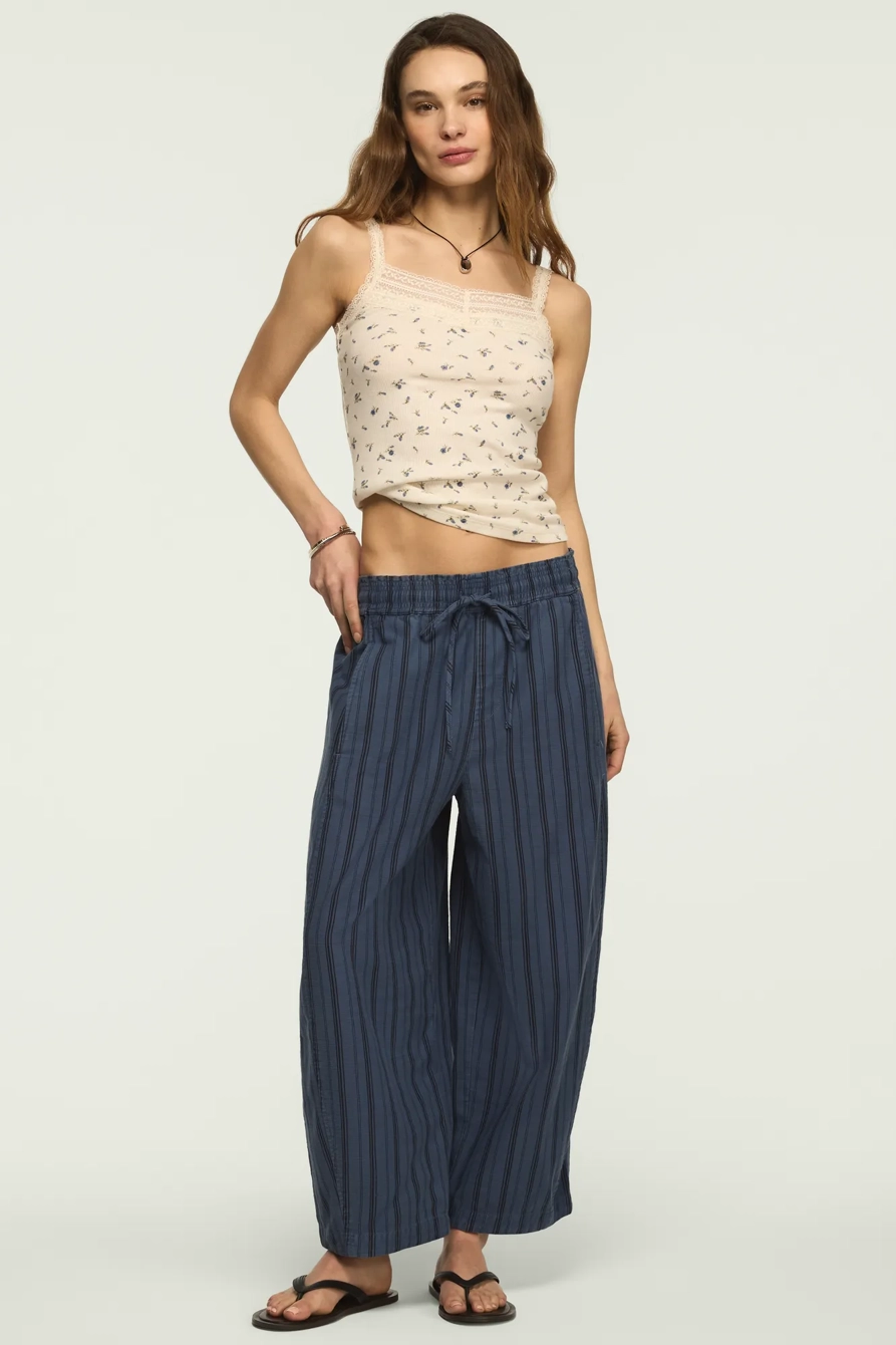Image of Lucky Brand Drawstring Balloon Pant - Women's Pants in Blue Stripe