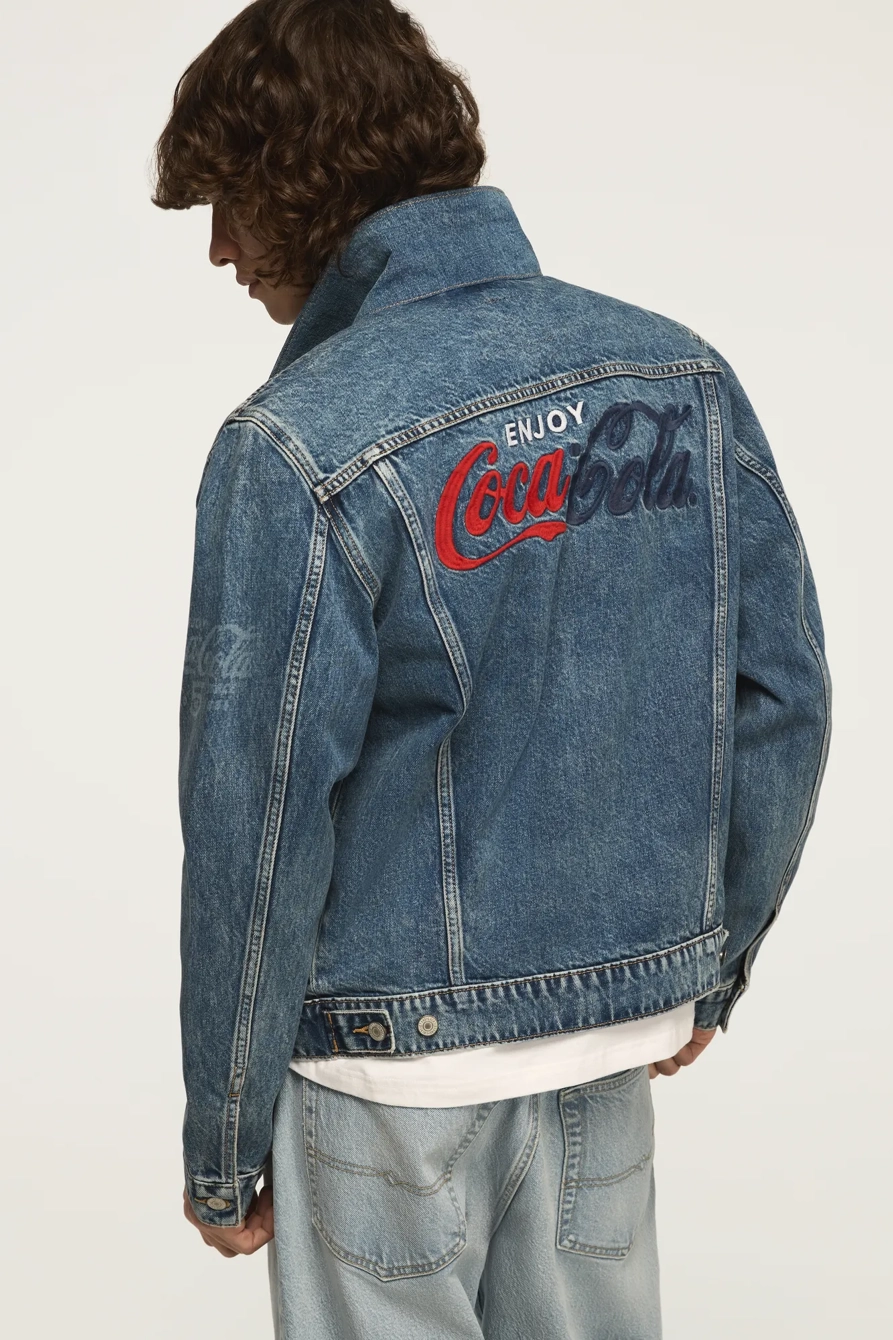 Image of Lucky Brand Coca Cola Denim Trucker Jacket - Men's Clothing Outerwear Jackets Coats in Feel The Pop
