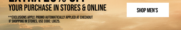Extra 25% off Shop Men's