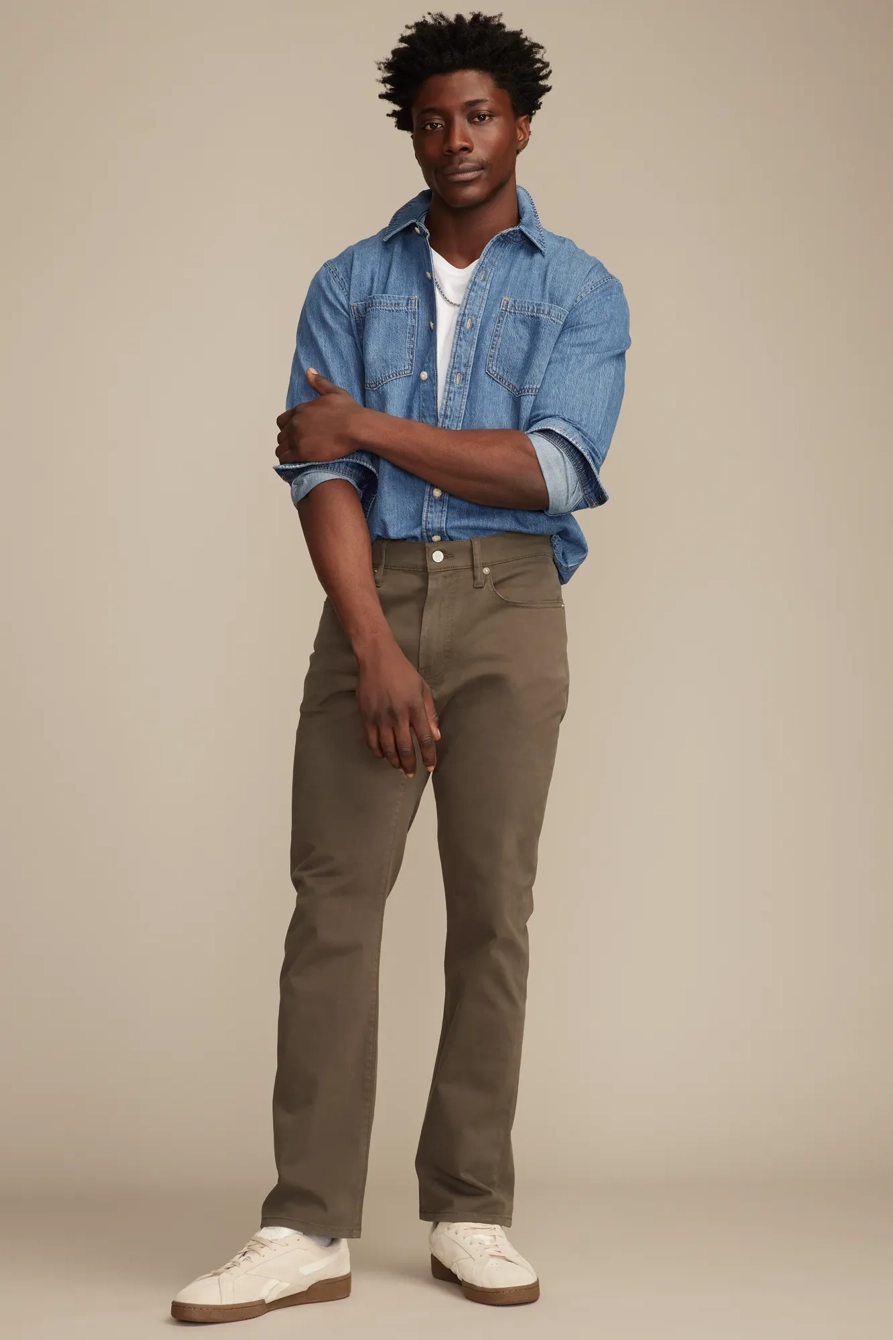 Image of Lucky Brand 223 Straight Sateen Stretch Jean - Men's Pants Denim Straight Leg Jeans in Uniform Navy Wash