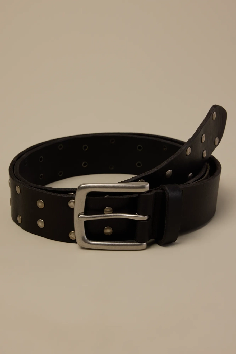 Image of Lucky Brand Leather Studd Belt - Men's Accessories Belts in Black