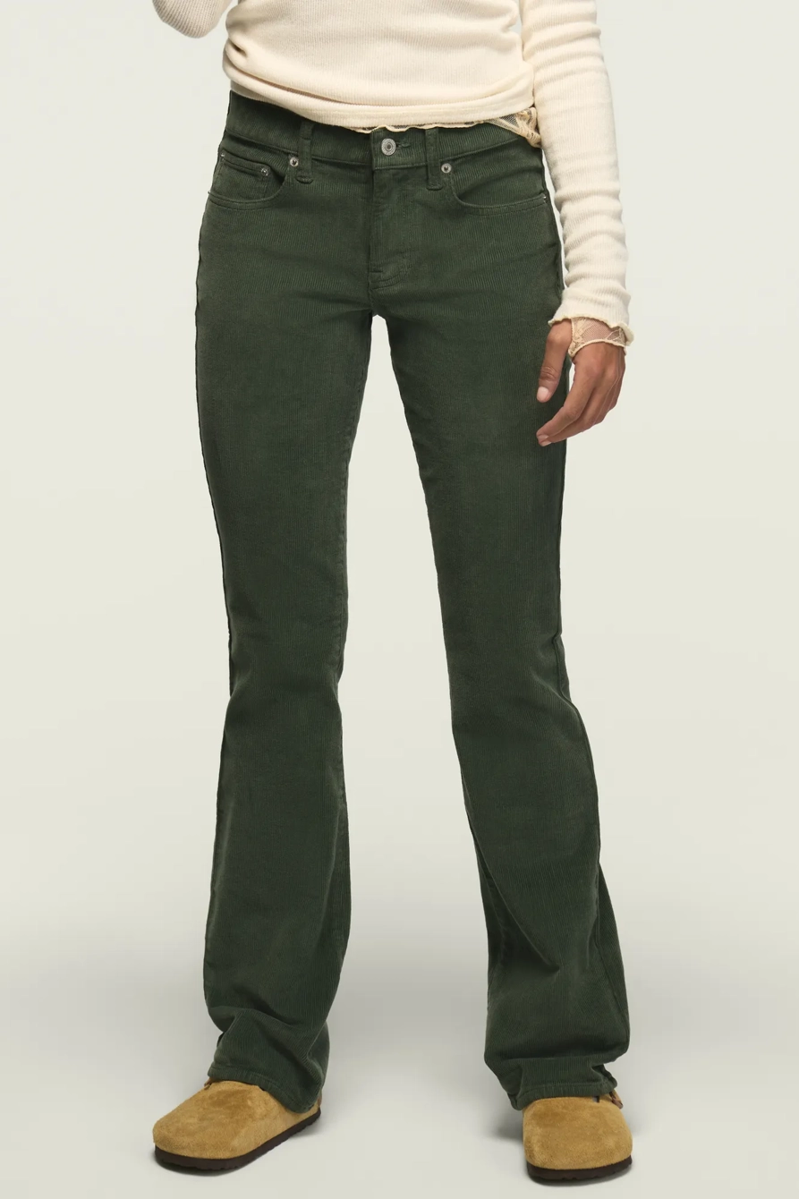 Image of Lucky Brand Mid Rise Corduroy Sweet Boot - Women's Pants Denim Bootcut Jeans in Wet Stones