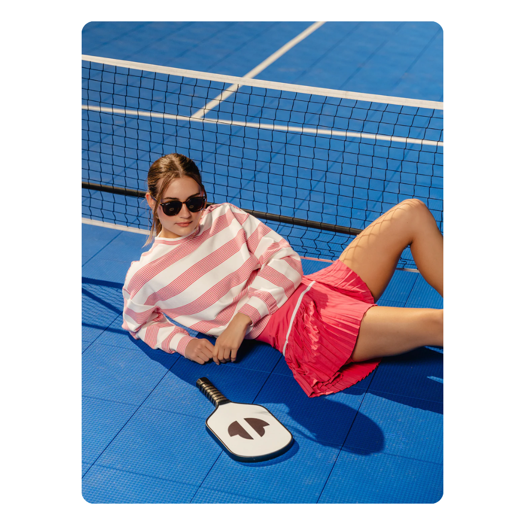 Stripe Pique Crew Neck Pullover