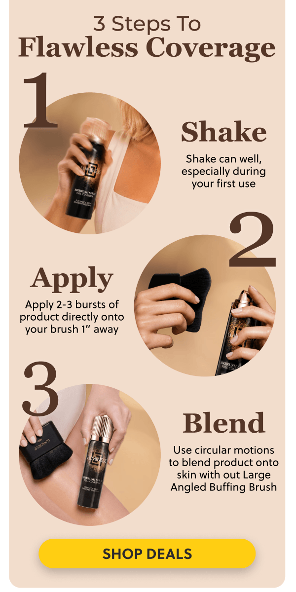 3 Steps to Flawless Coverage: Shake, Apply, Blend & DONE!