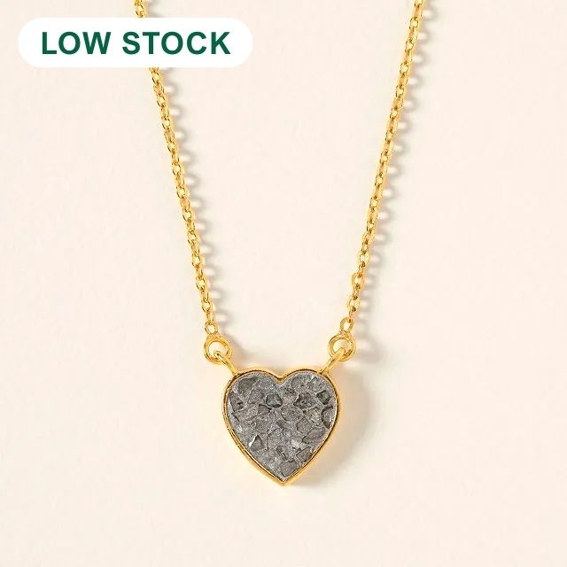 Sliced Raw Diamond Heart Necklace