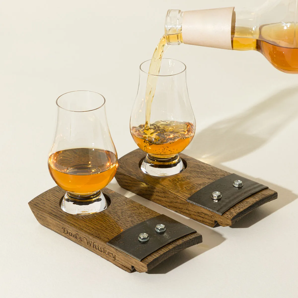Whiskey Barrel Coaster & Glass