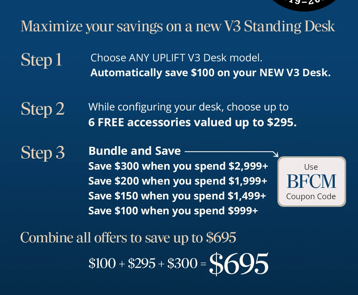 Save up to $695 on a new standing desk