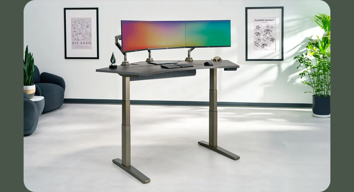 NEW! 120-Degree Desktop in Walnut and Ash Gray