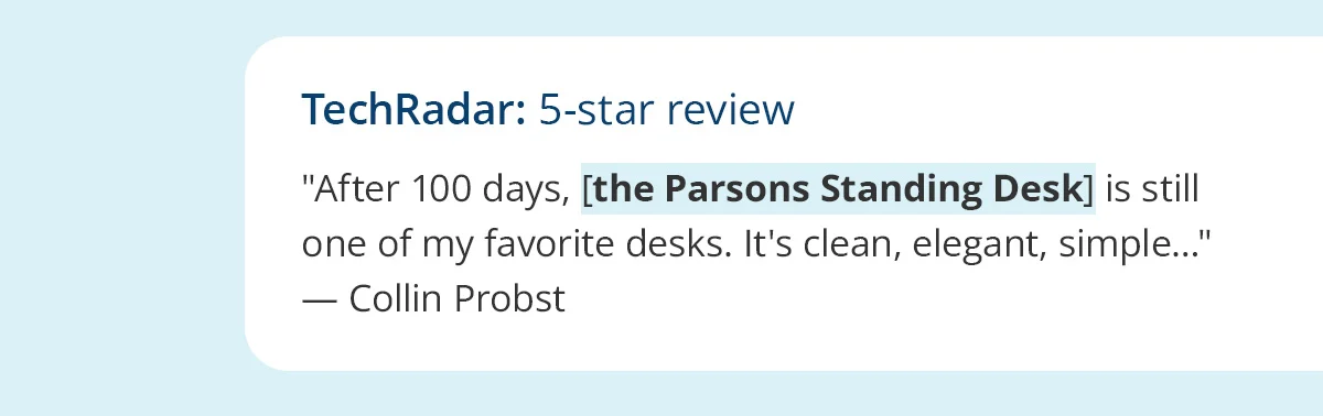 TechRadar: 5-star review for the Parsons Standing Desk