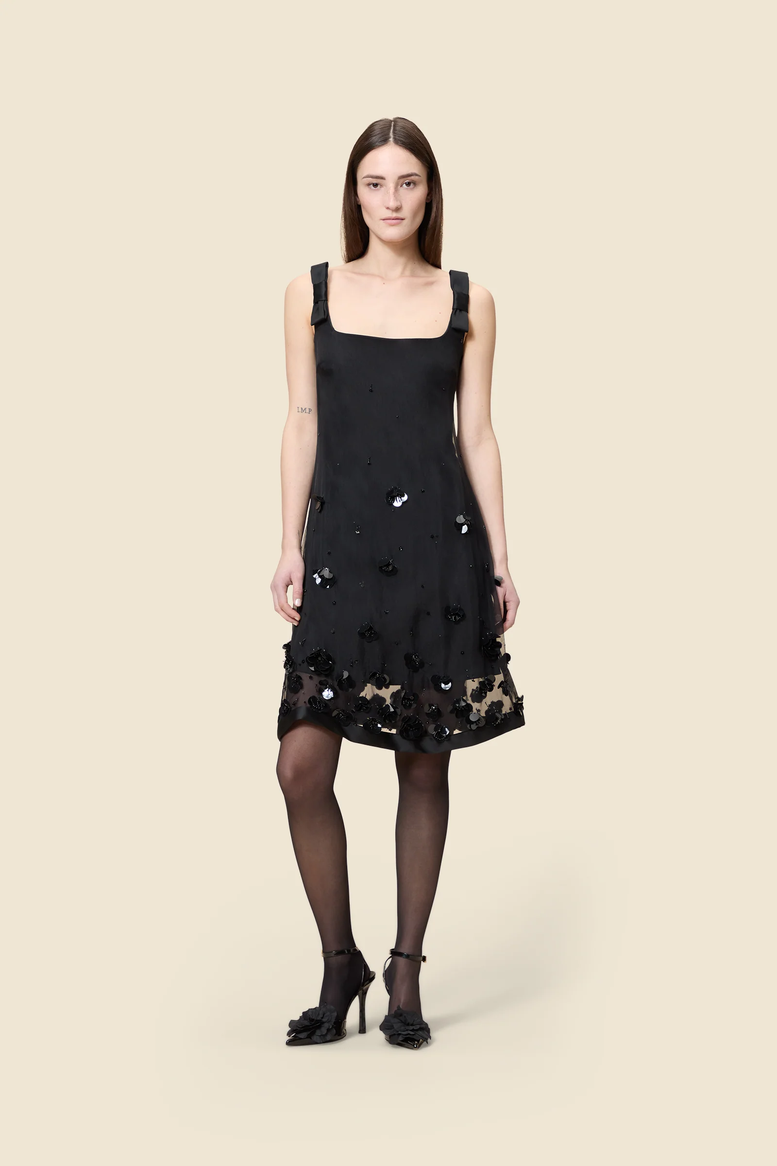 Image of EMBROIDERY SILK MINI DRESS