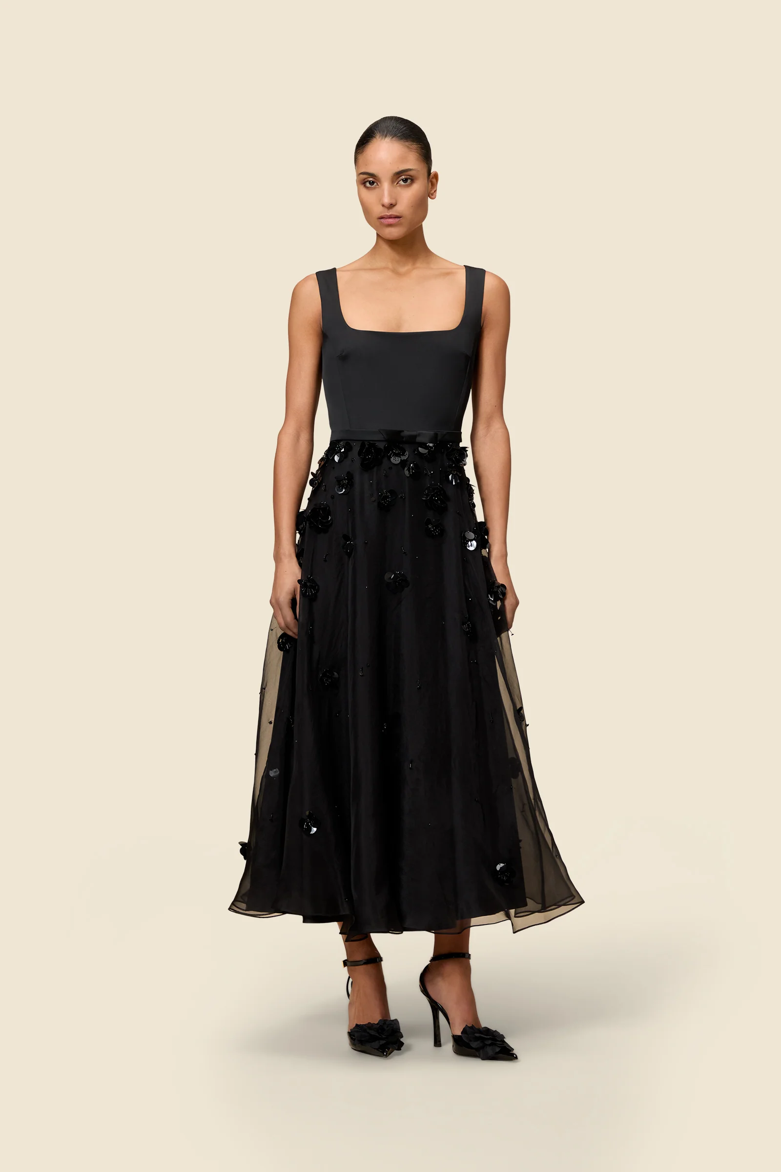 Image of EMBROIDERY SILK A-LINE GOWN