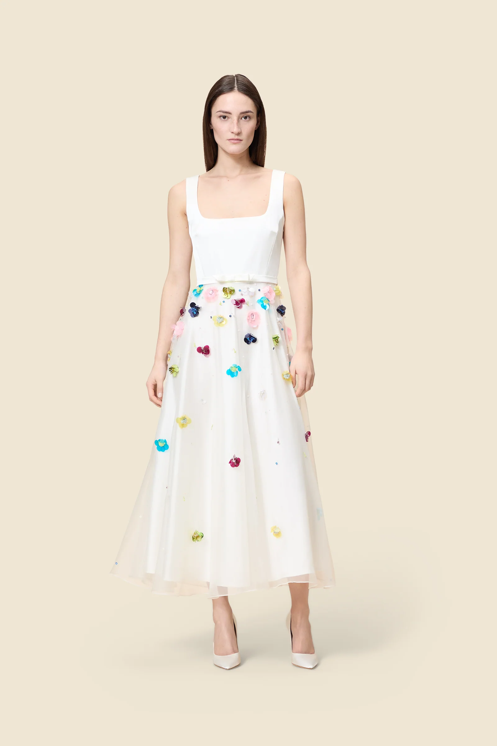Image of EMBROIDERY SILK A-LINE GOWN