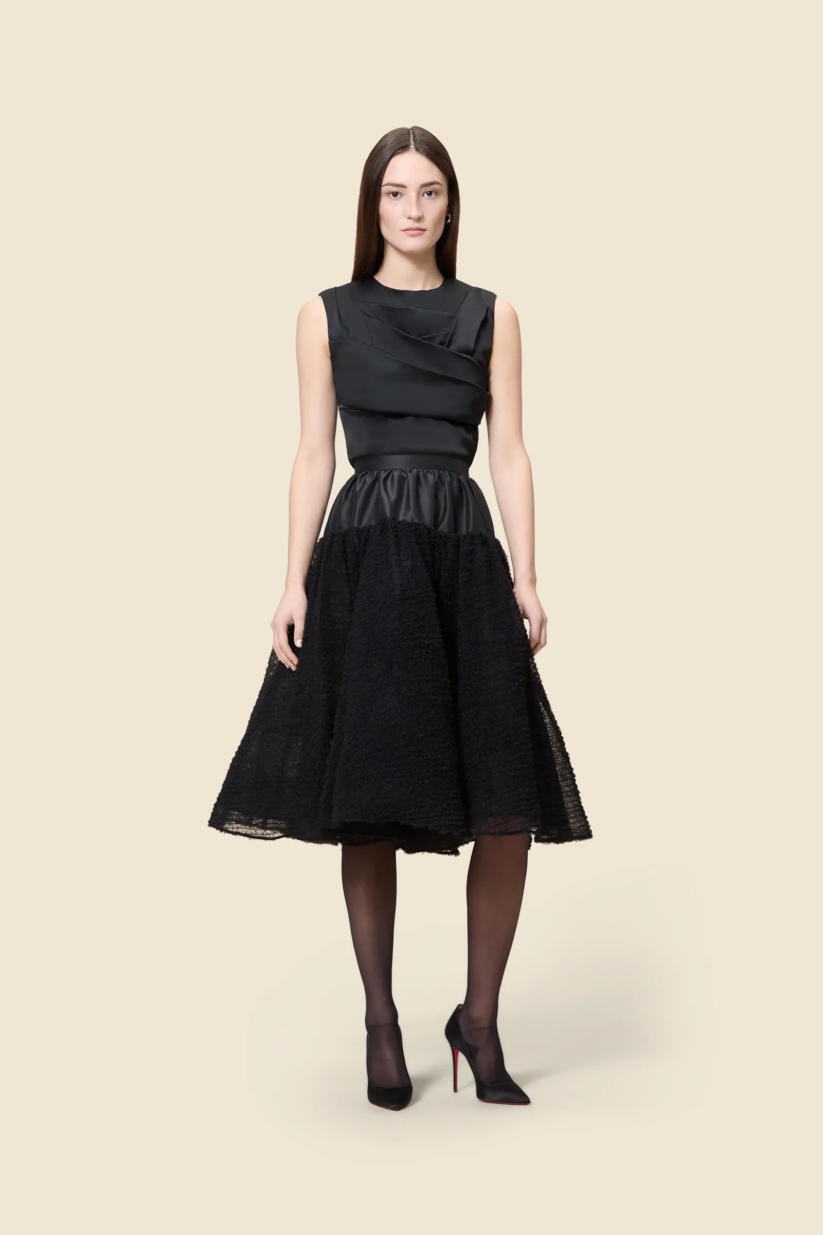 Image of TULLE RUFFLE MIDI SKIRT