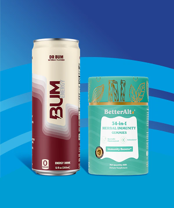 Dr. Bum, Cola, and Cream Soda BUM Energy, BetterAlt 34-in-1 Herbal Immunity Gummies items. Find a Store