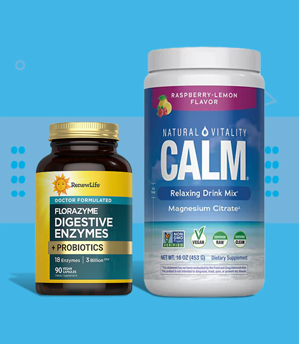 RenewLife Florazyme Digestive Enzymes + Probiotics | Raspberry Lemon Natural Vitality Calm