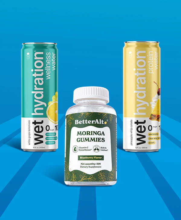 Wet Hydration and BetterAlt® Moringa Gummies items. Fins a Store