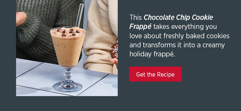 This Chocolate Chip Cookie Frappe takes everything you love about freshly baked cookies and transforms it into a creamy holiday frappe.