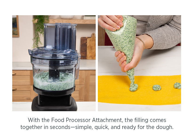 With the Food Processor Attachment, the filling comes together in seconds - simple, quick, and ready for the dough.