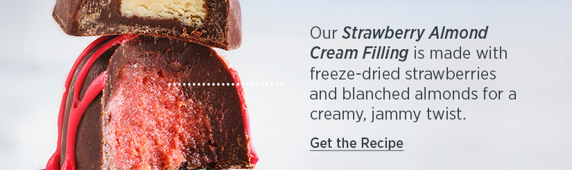 Our Strawberry Almond Cream Filling is made with freeze-dried strawberries and blanched almonds for a creamy, jammy twist.