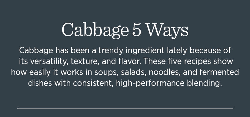 Cabbage has been a trendy ingredient lately because of its versatility, texture, and flavor. These five recipes show how easily it works in soups, salads, noodles, and fermented dishes with consistent, high-performance blending. 