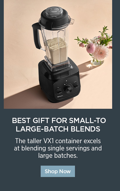 Vitamix VX1™ - Best Gift for Small-to-Large-Batch Blends. The taller VX1 container excels at blending single servings and large batches. 